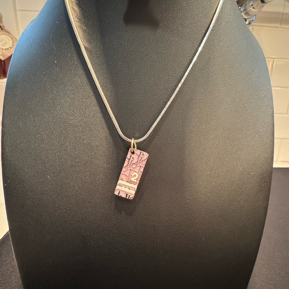 Dior Classic Pink Rectangular Pendant Necklace - image 1